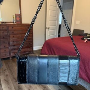 Aldo Black Textured Shoulder Bag with Chain Strap